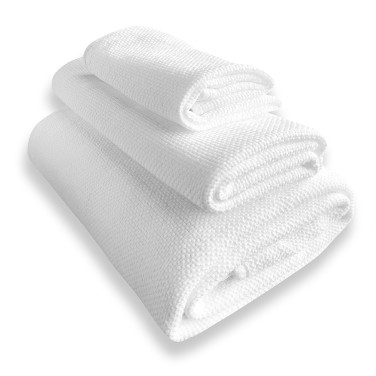 Serviette de bain coton lavé blanc 50x100