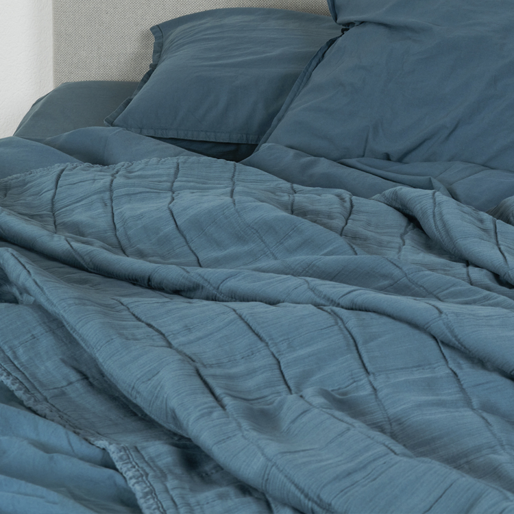 Plaid gaze de coton bleu canard 125*160 Plaid gaze de coton bleu canard 125*160