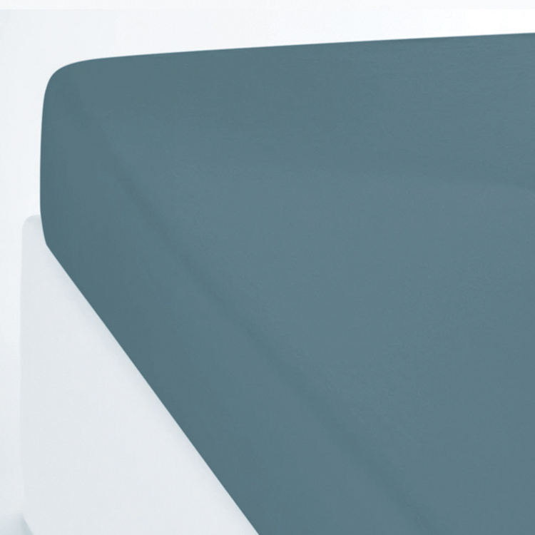 Drap housse coton lavé bleu canard180x200 Drap housse coton lavé bleu canard180x200