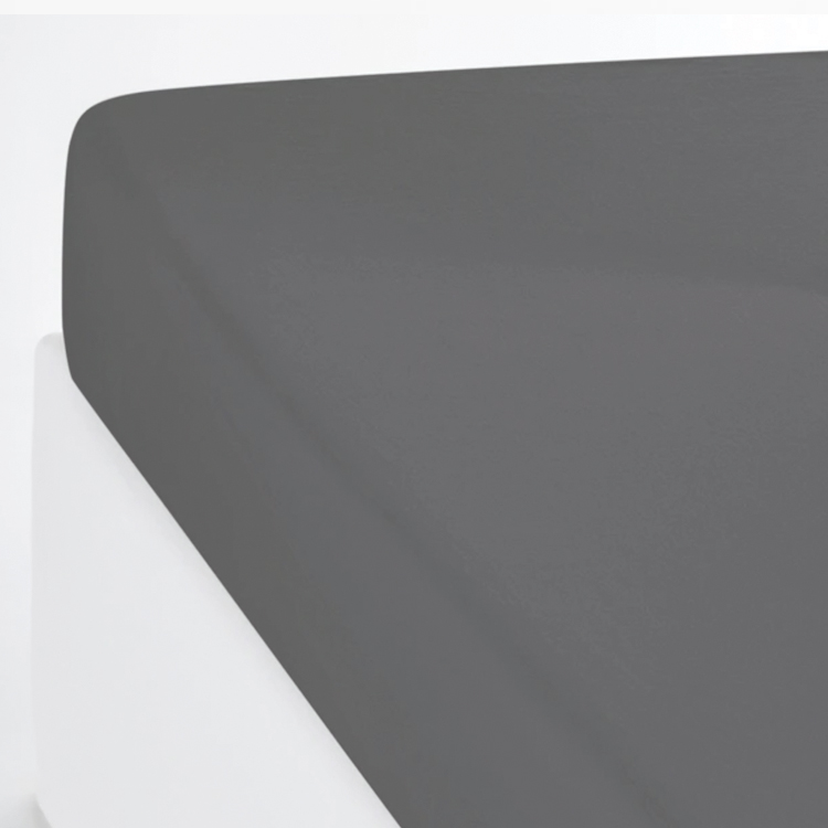 Drap housse coton lavé gris anthracite 140x200 Drap housse coton lavé gris anthracite 140x200