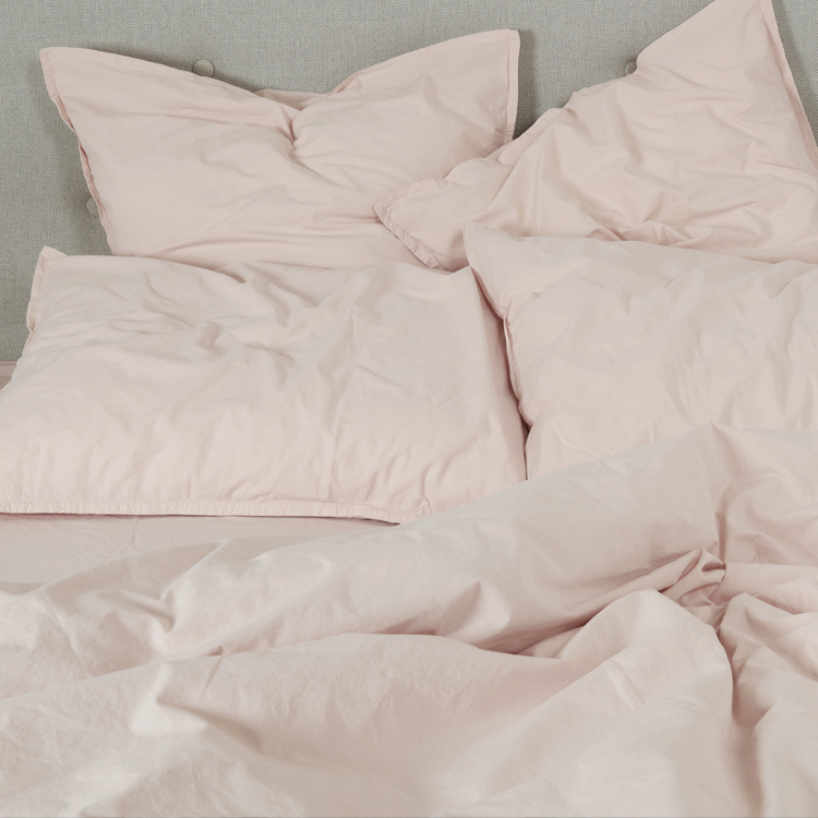 Housse de couette coton lavé rose nude 260x240 Housse de couette coton lavé rose nude 260x240