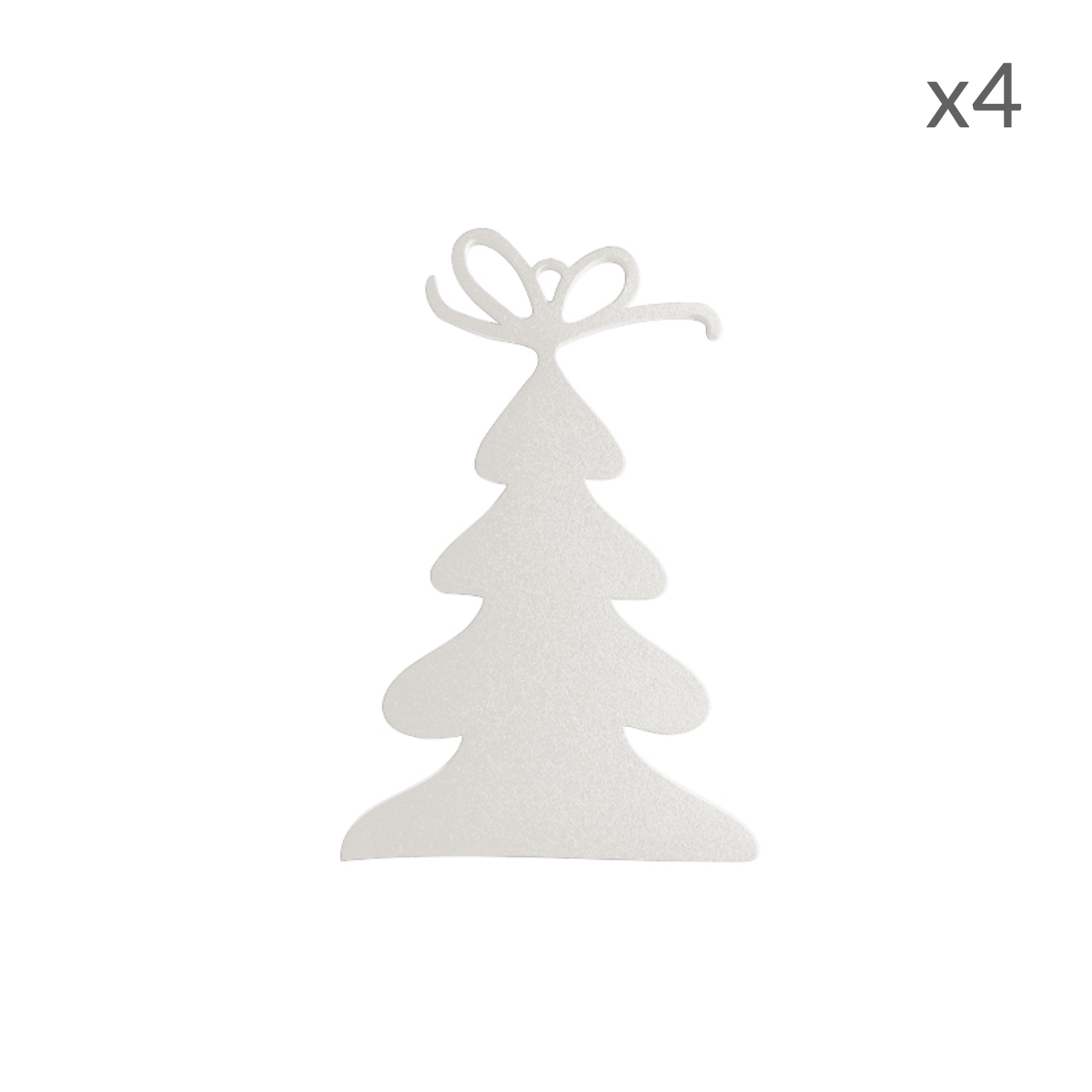 Suspensions de Noël forme sapin en aluminium blanc H9cm Lot de 4