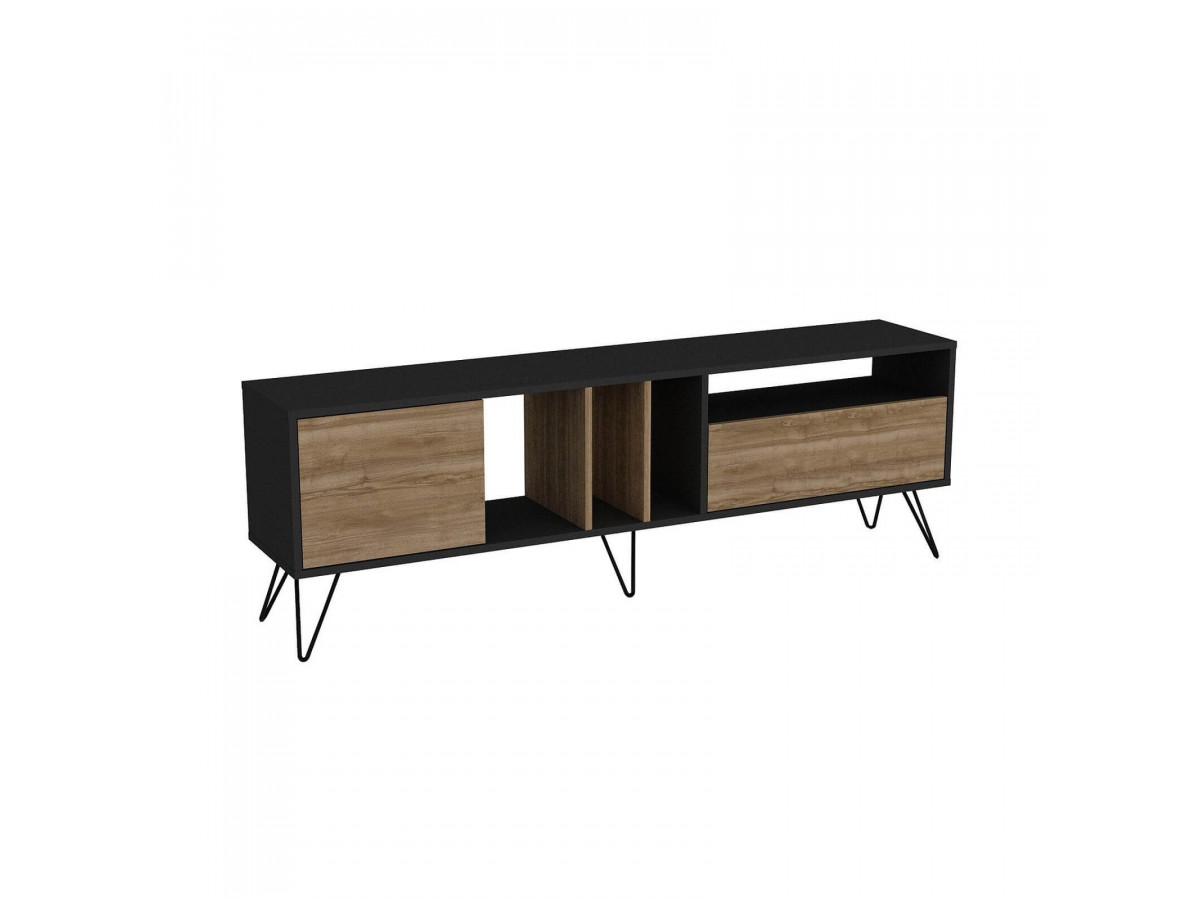 polina - meuble tv 180 cm noyer et noir