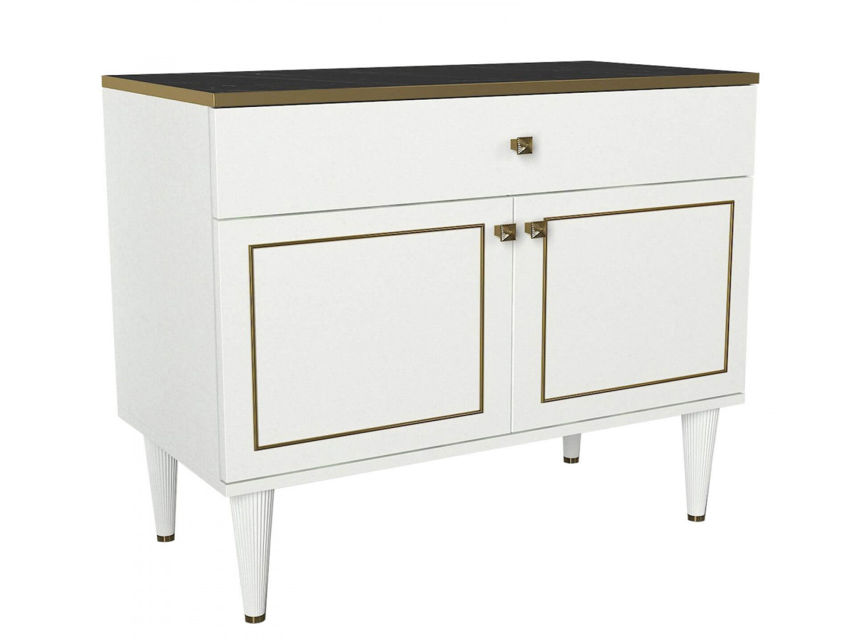 sion - commode blanc / or / noir