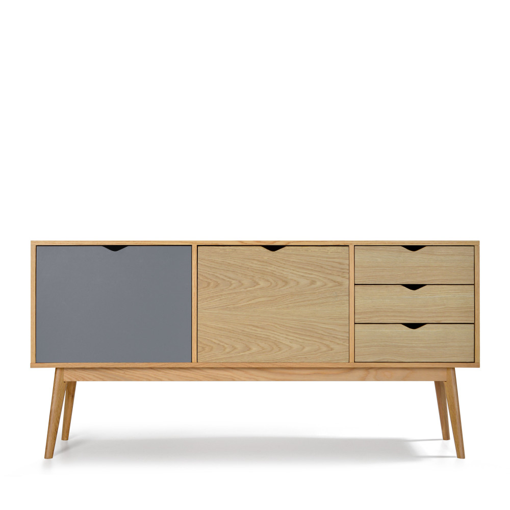 Buffet design 2 portes 3 tiroirs chêne gris souris