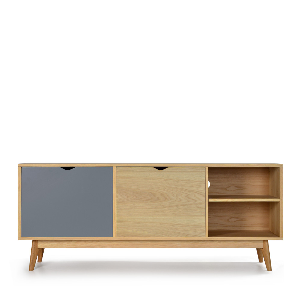 Meuble TV design 2 portes chêne gris souris