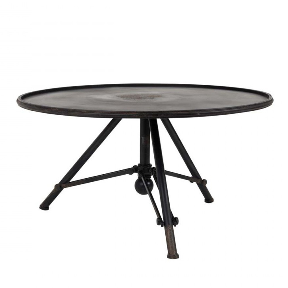 Table basse mÃ©tal ronde industrielle gris