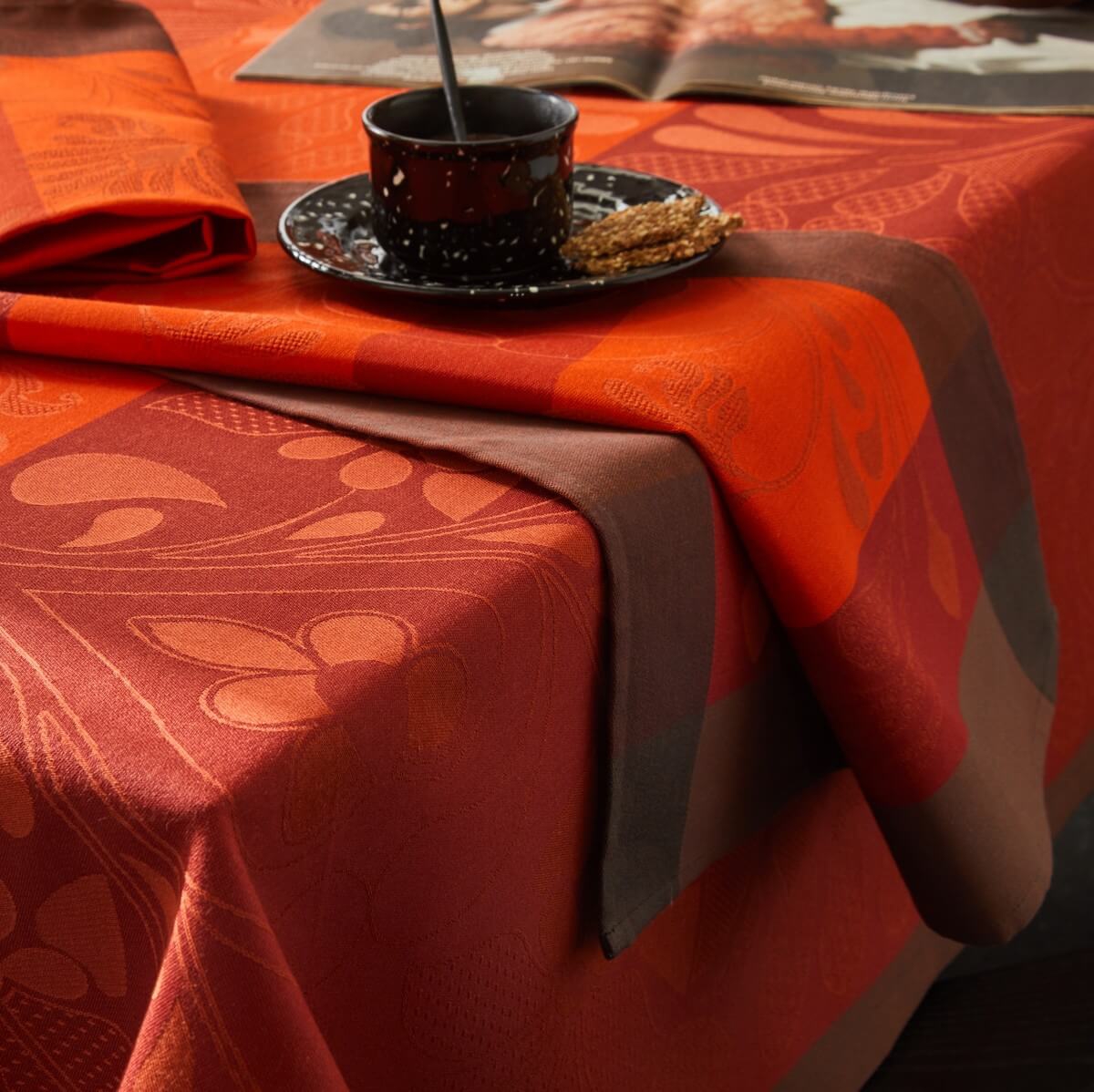 Serviette de table en 100% coton orange 58x58 (photo) Serviette de table en 100% coton orange 58x58