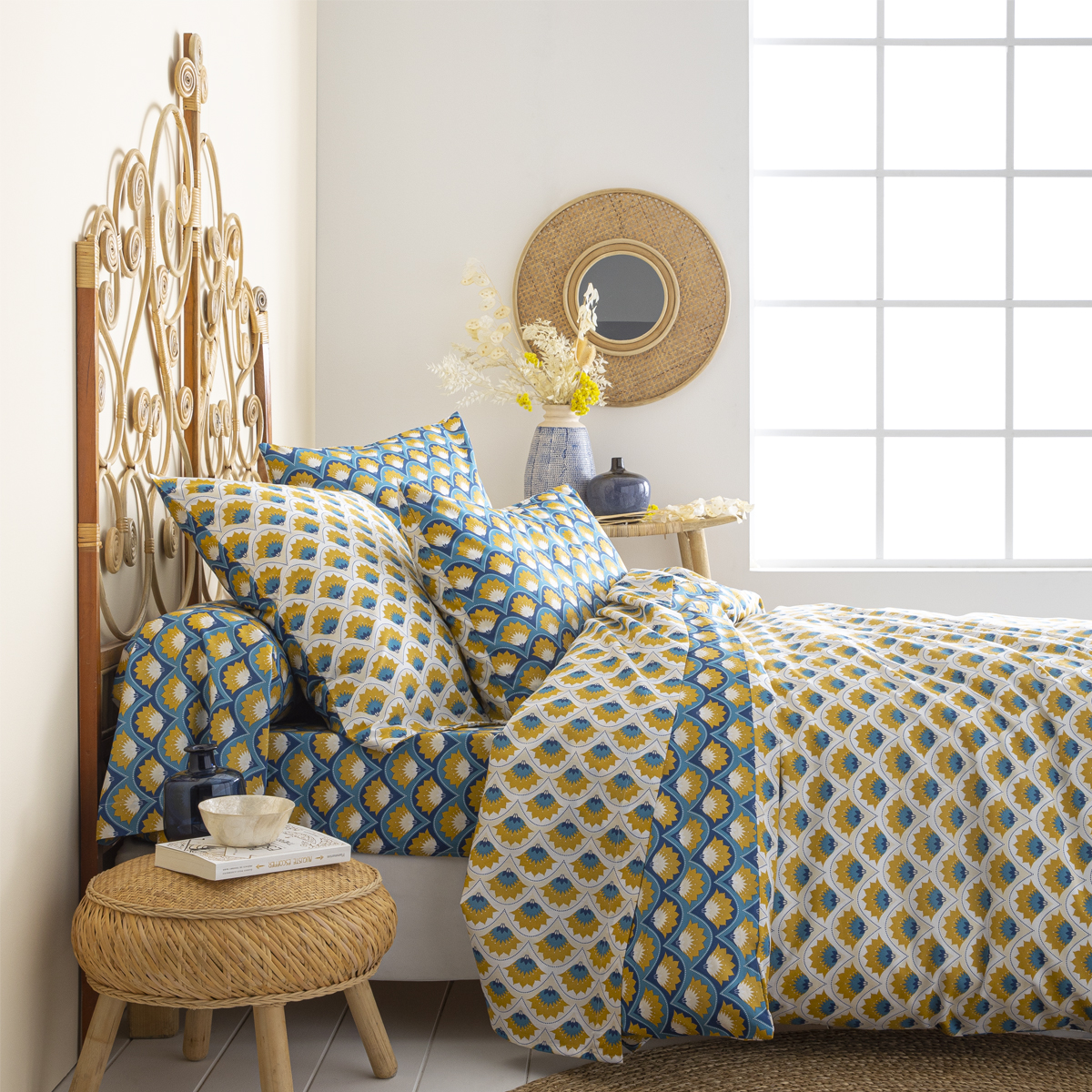 Parure de lit en lyocell bleu 260x240 Parure de lit en lyocell bleu 260x240