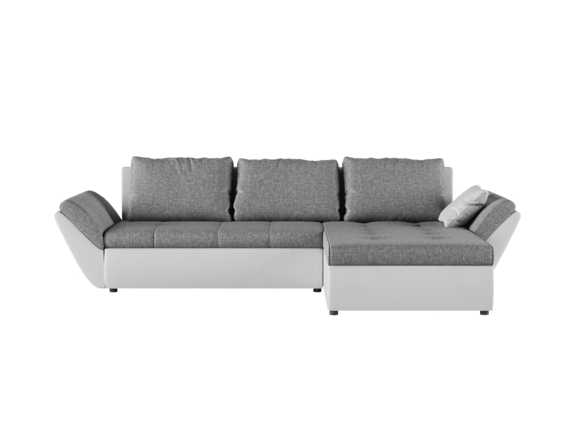 Canapé d'angle convertible et réversible avec coffre blanc/gris