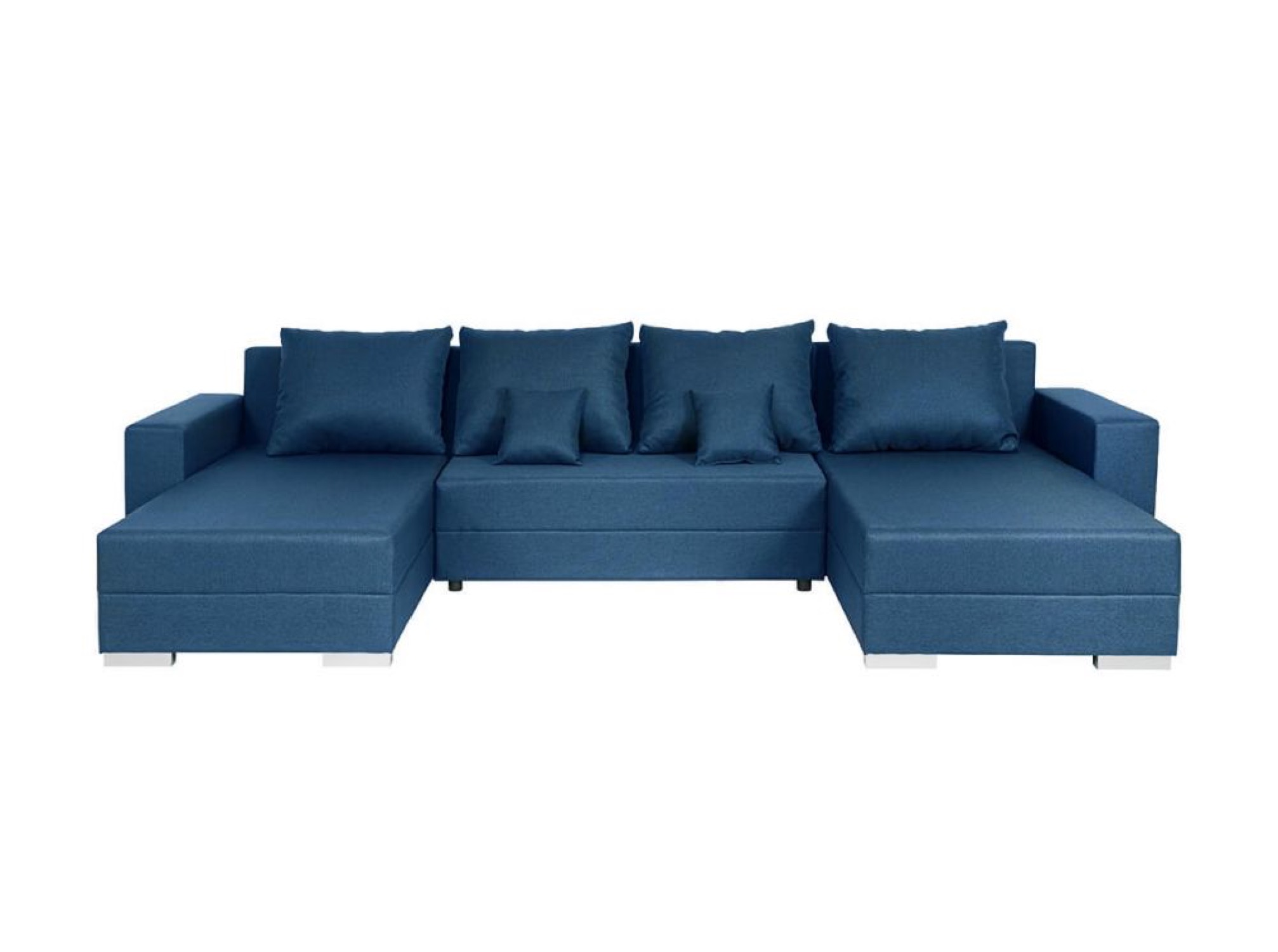 Canapé d'angle panoramique convertible en tissu bleu