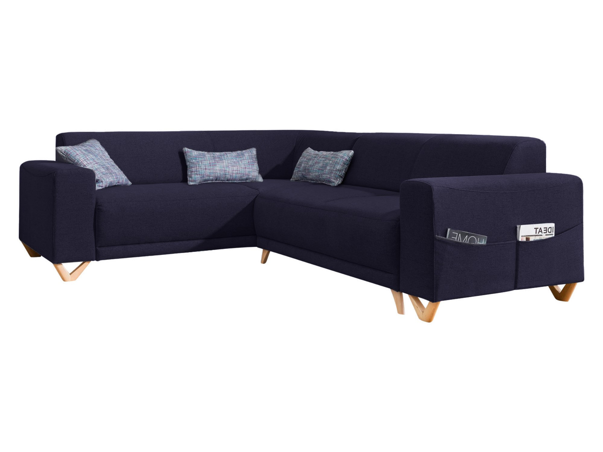 Canapé panoramique Angle gauche 6 places Tissu Gris Anthracite