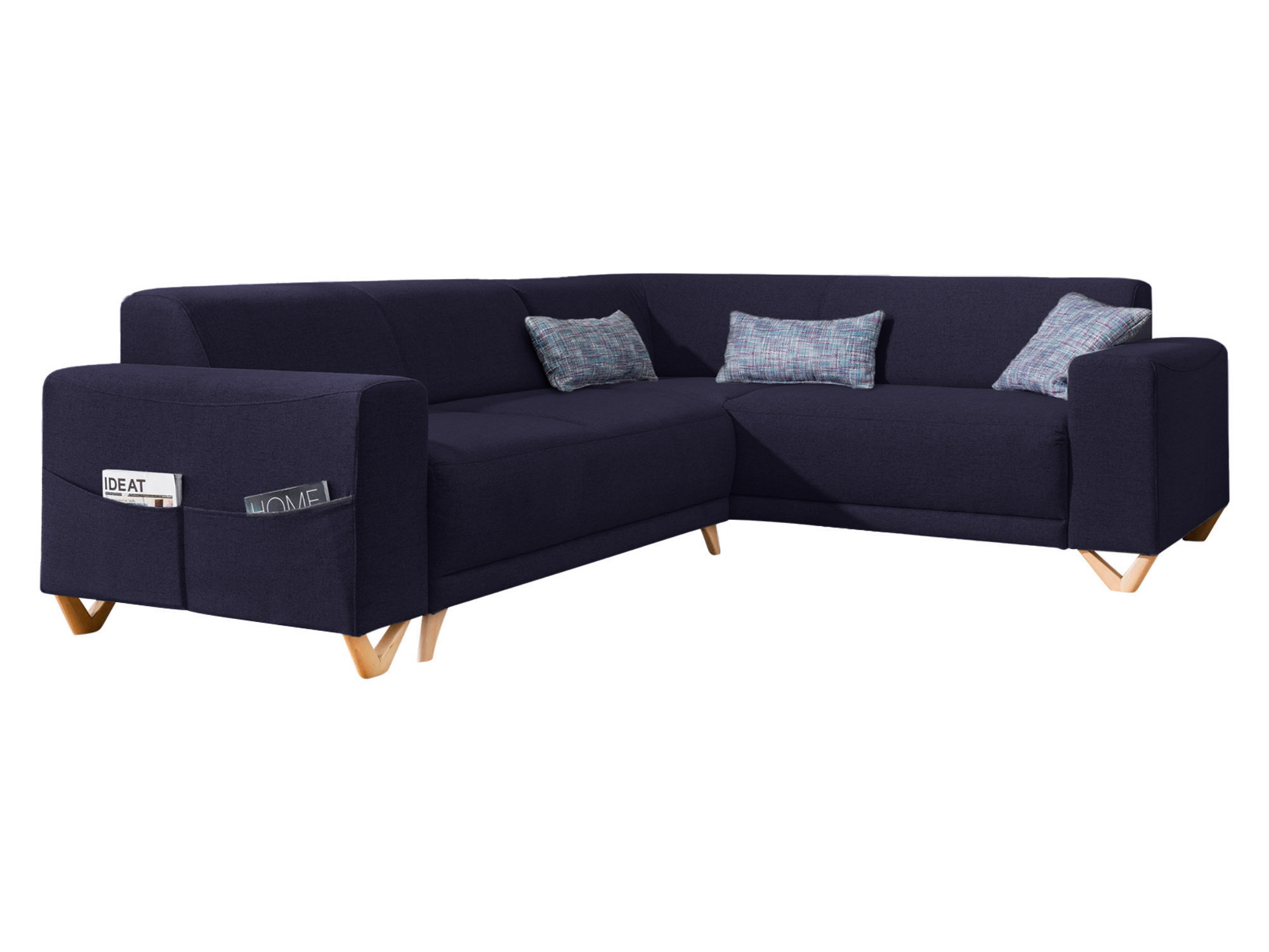 Canapé panoramique Angle droit 6 places Tissu Gris Anthracite