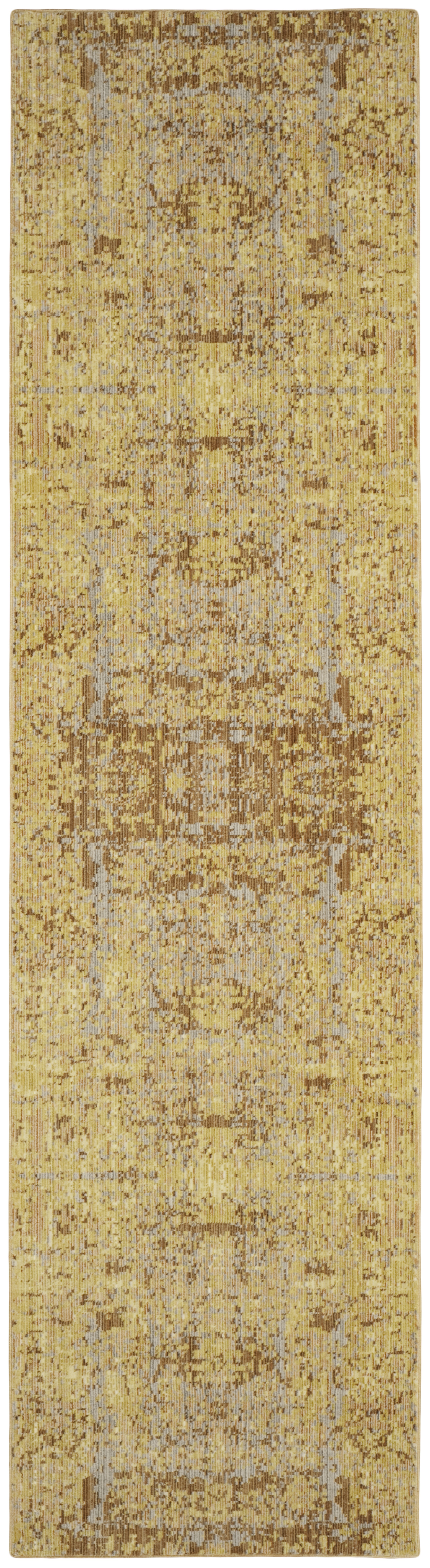 Tapis de salon interieur en or & multicolore, 69 x 244 cm
