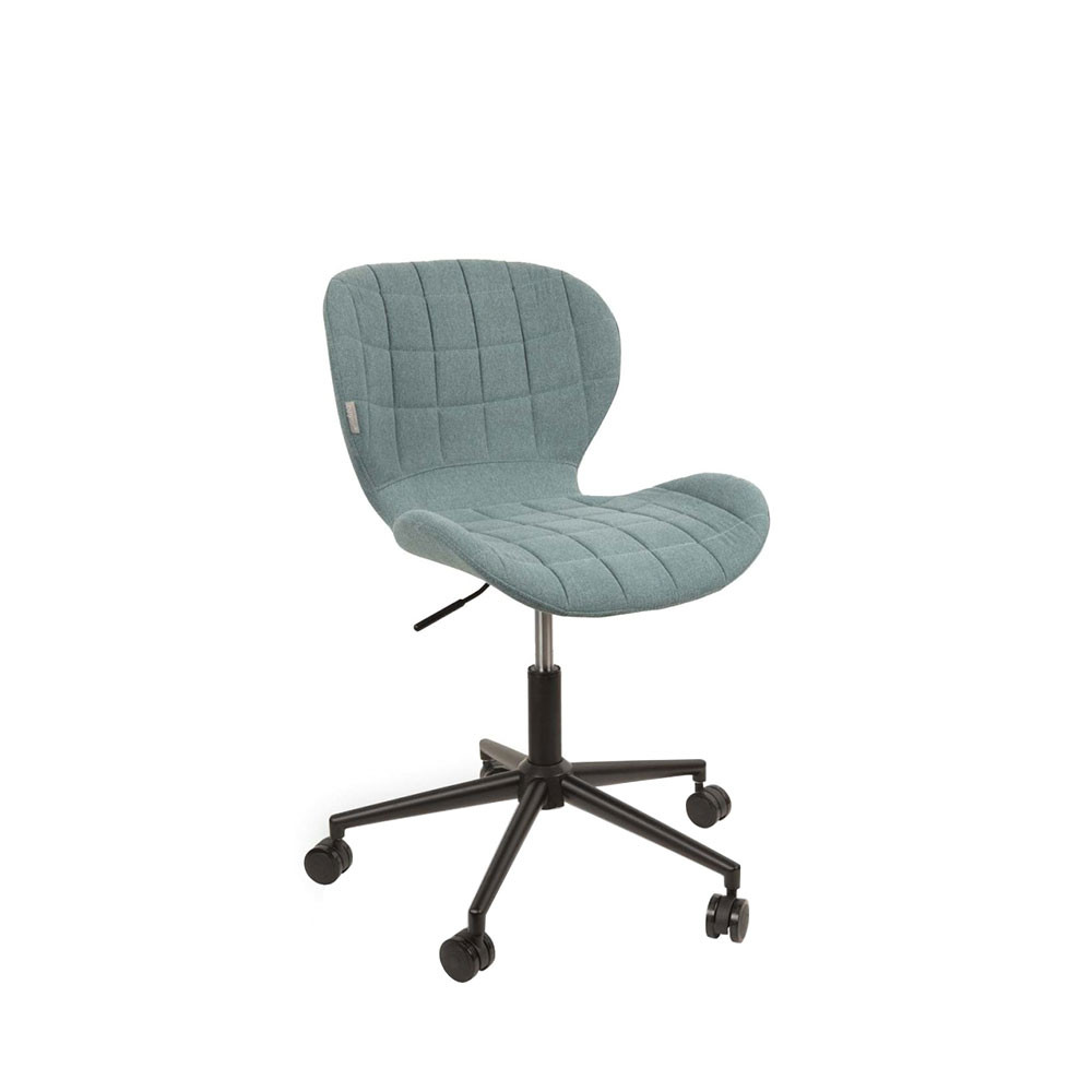 Chaise de bureau à roulettes en tissu bleu Chaise de bureau à roulettes en tissu bleu