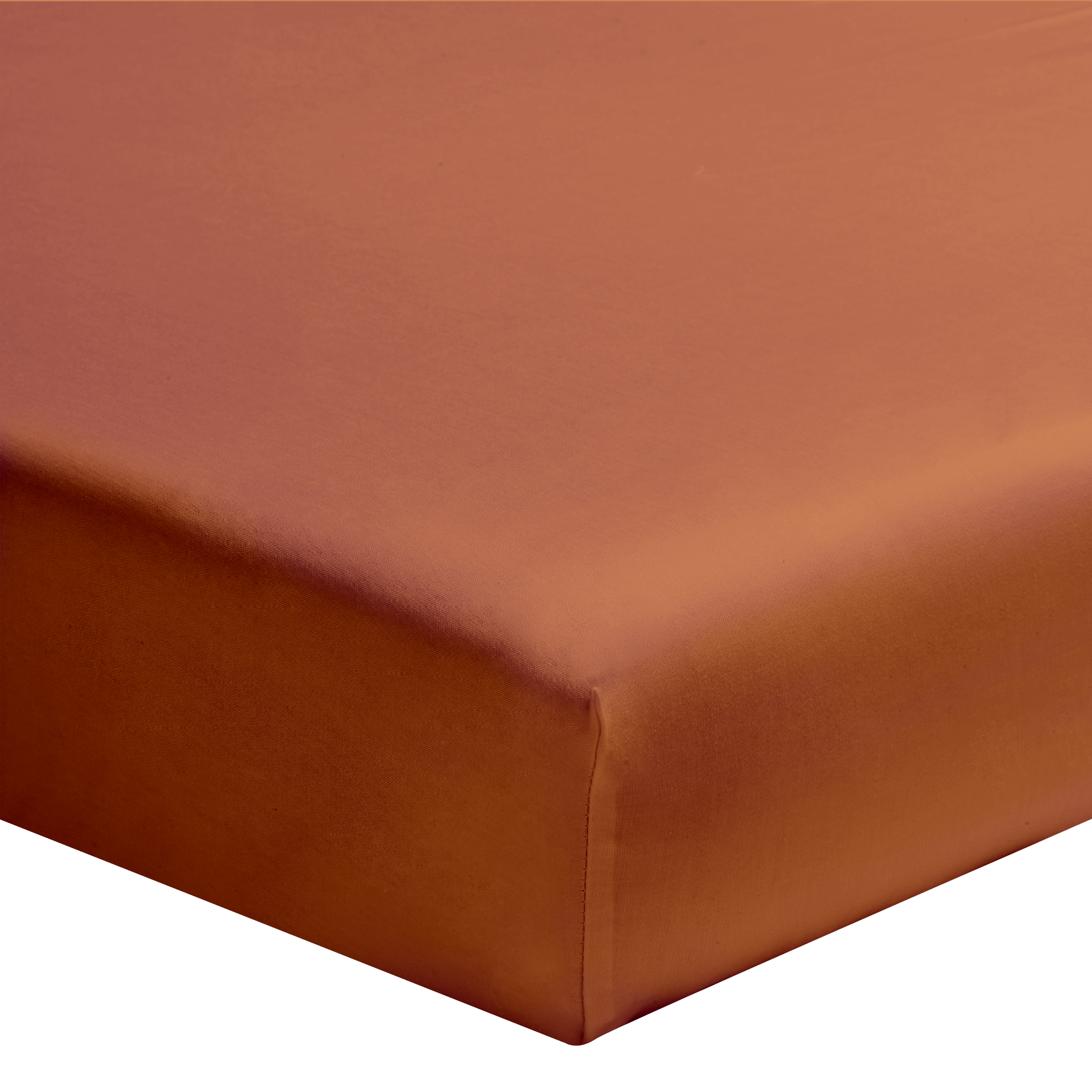 Drap housse uni en coton terracotta 80x200 (photo) Drap housse uni en coton terracotta 80x200