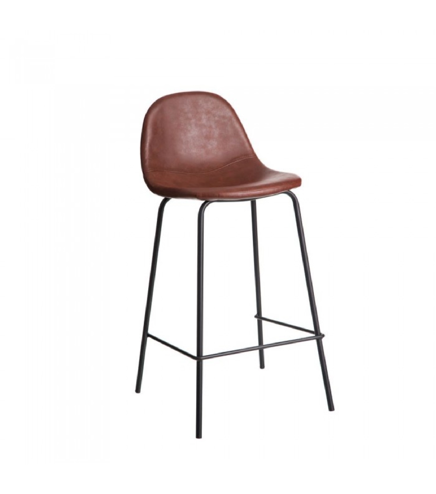 Tabouret de bar similicuir marron et métal noir H87cm Tabouret de bar similicuir marron et métal noir H87cm