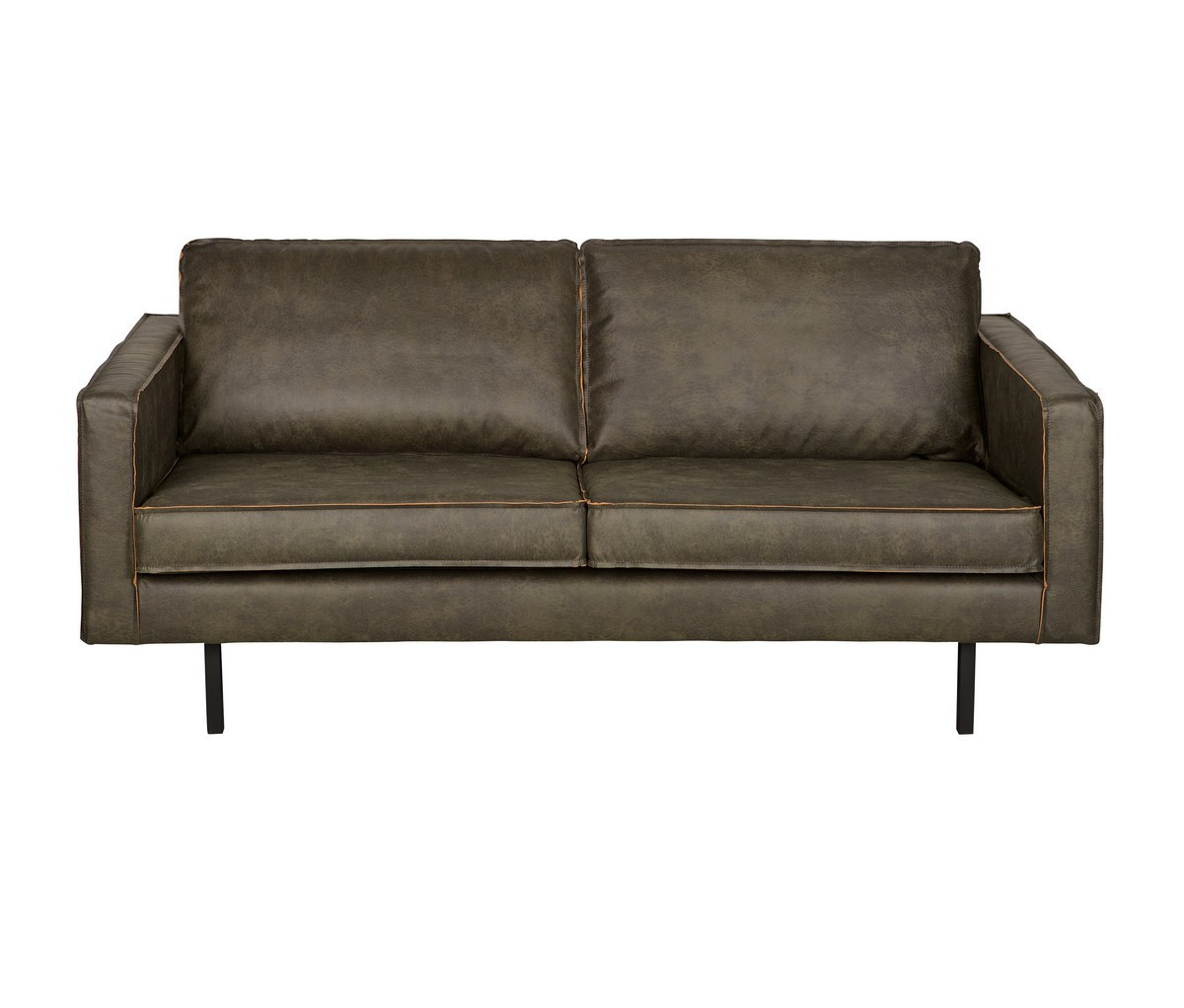 Grand canapé cuir rétro 3 places vert kaki