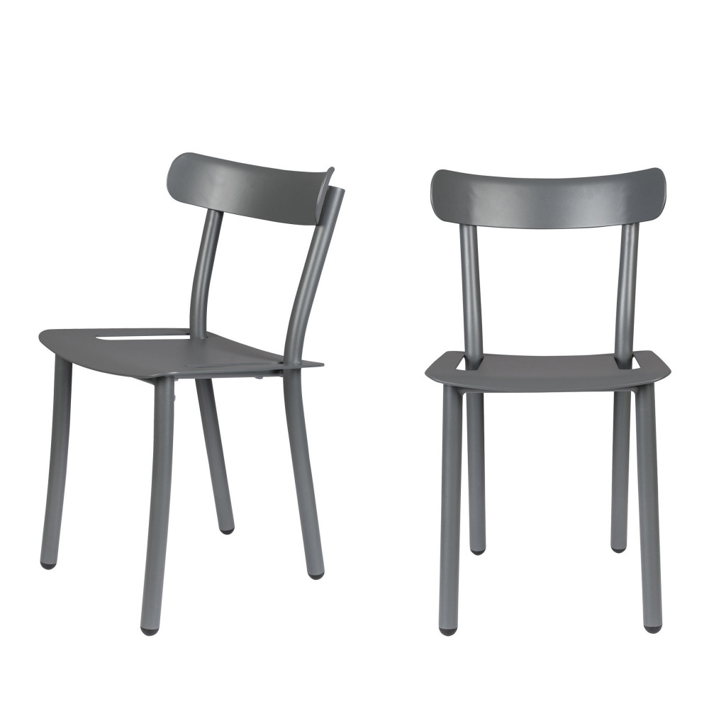 Lot de 2 chaises de jardin en métal gris Lot de 2 chaises de jardin en métal gris