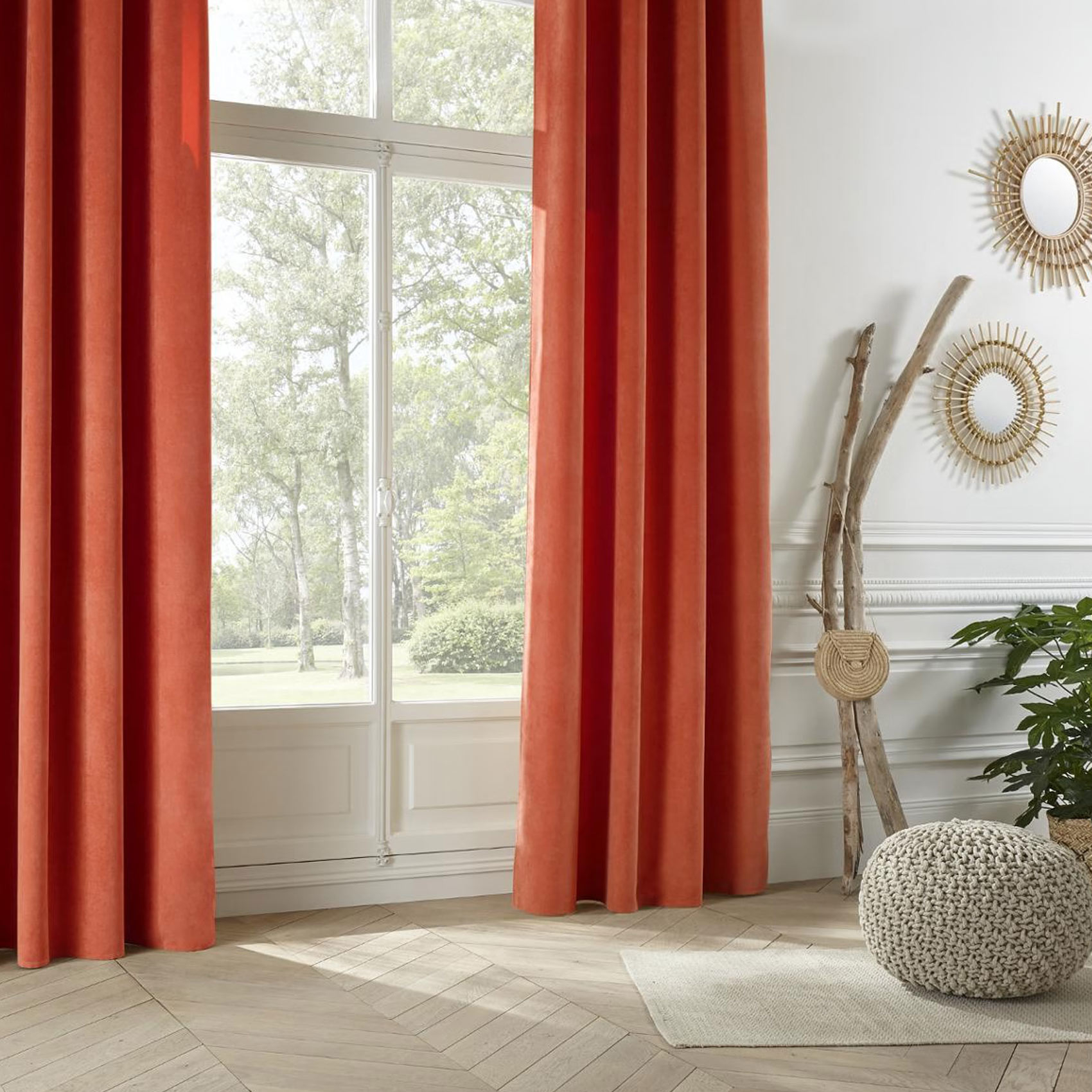 Rideau à l'aspect velours souple polyester terracotta 260x140 Rideau à l'aspect velours souple polyester terracotta 260x140