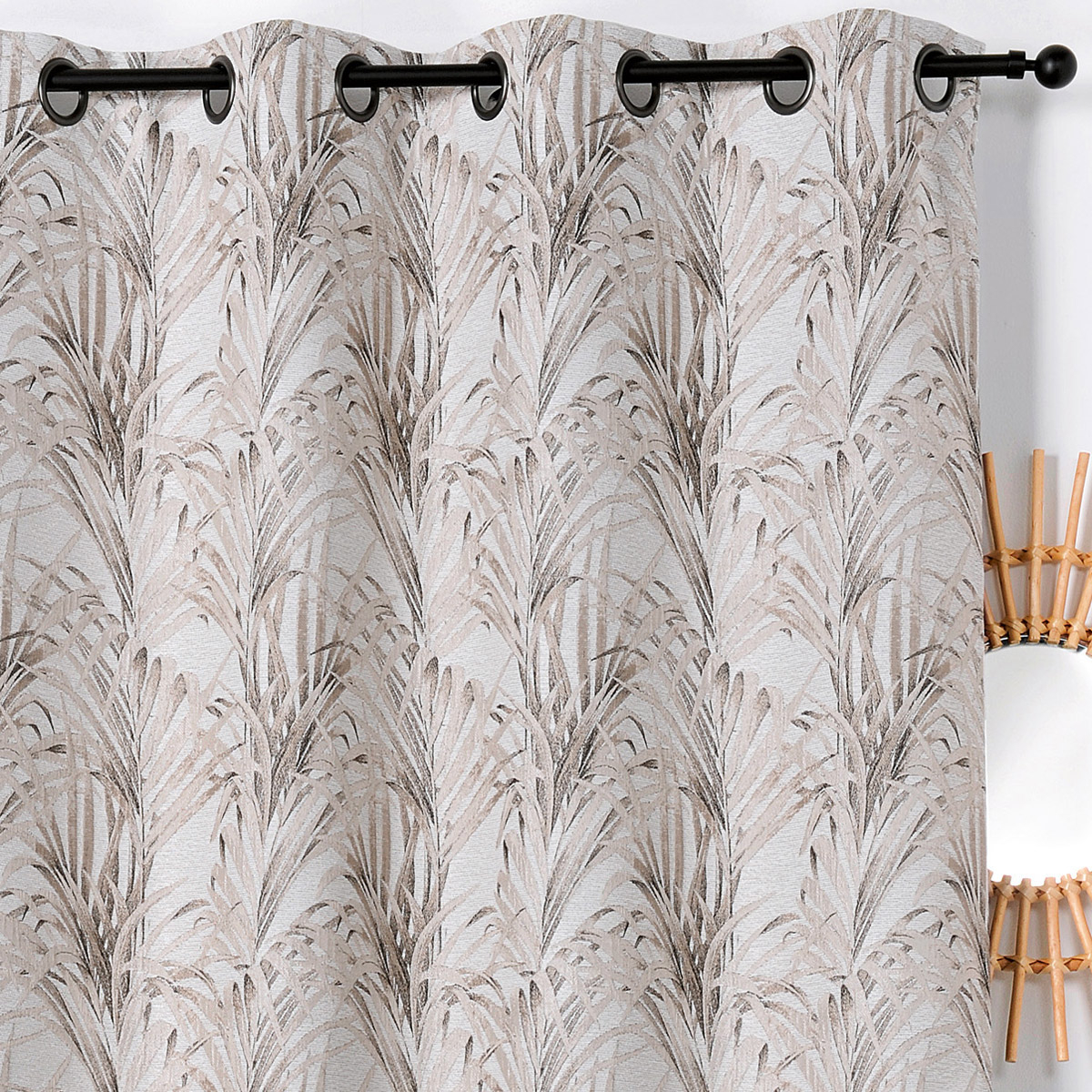 Rideau impressions exotiques polyester beige 250x135 (photo) Rideau impressions exotiques polyester beige 250x135