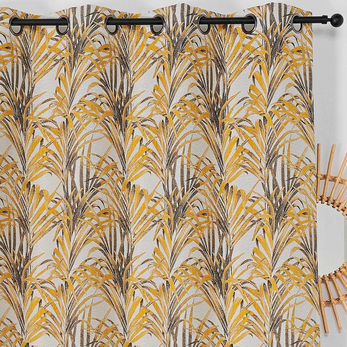 Rideau impressions exotiques polyester jaune 250x135 (photo) Rideau impressions exotiques polyester jaune 250x135