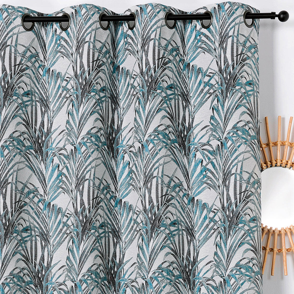 Rideau impressions exotiques polyester bleu 250x135 Rideau impressions exotiques polyester bleu 250x135