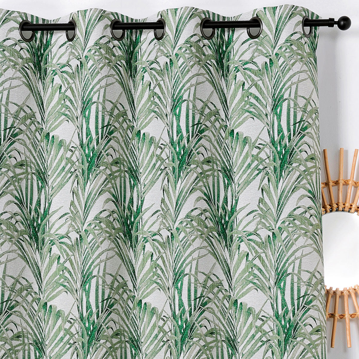 Rideau impressions exotiques polyester vert 250x135 (photo) Rideau impressions exotiques polyester vert 250x135