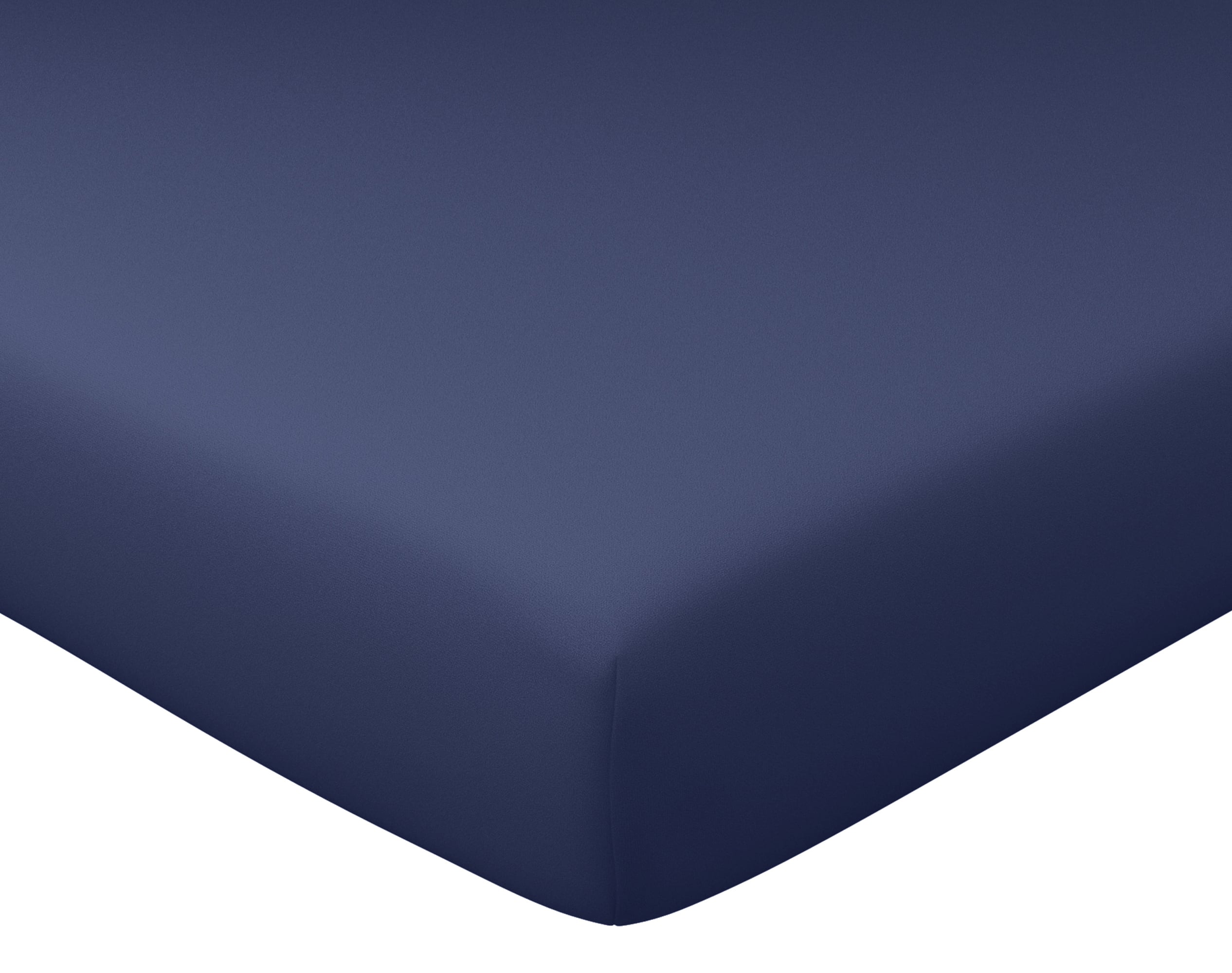 Drap-housse 140x190 en coton bleu marine (photo) Drap-housse 140x190 en coton bleu marine