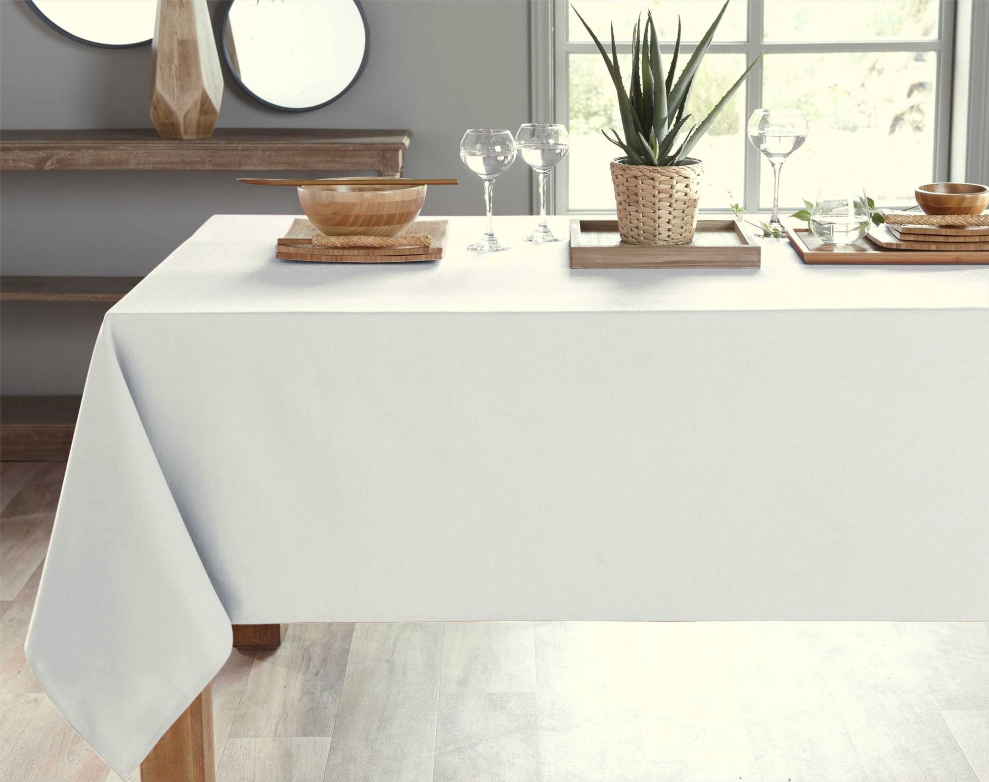 Nappe rectangulaire blanc en coton 150x200 Nappe rectangulaire blanc en coton 150x200