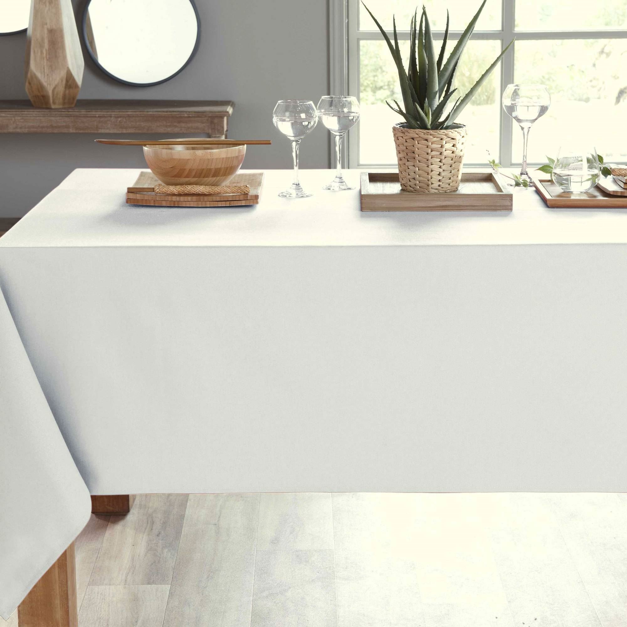 Nappe carrée blanc en coton 150x150 Nappe carrée blanc en coton 150x150