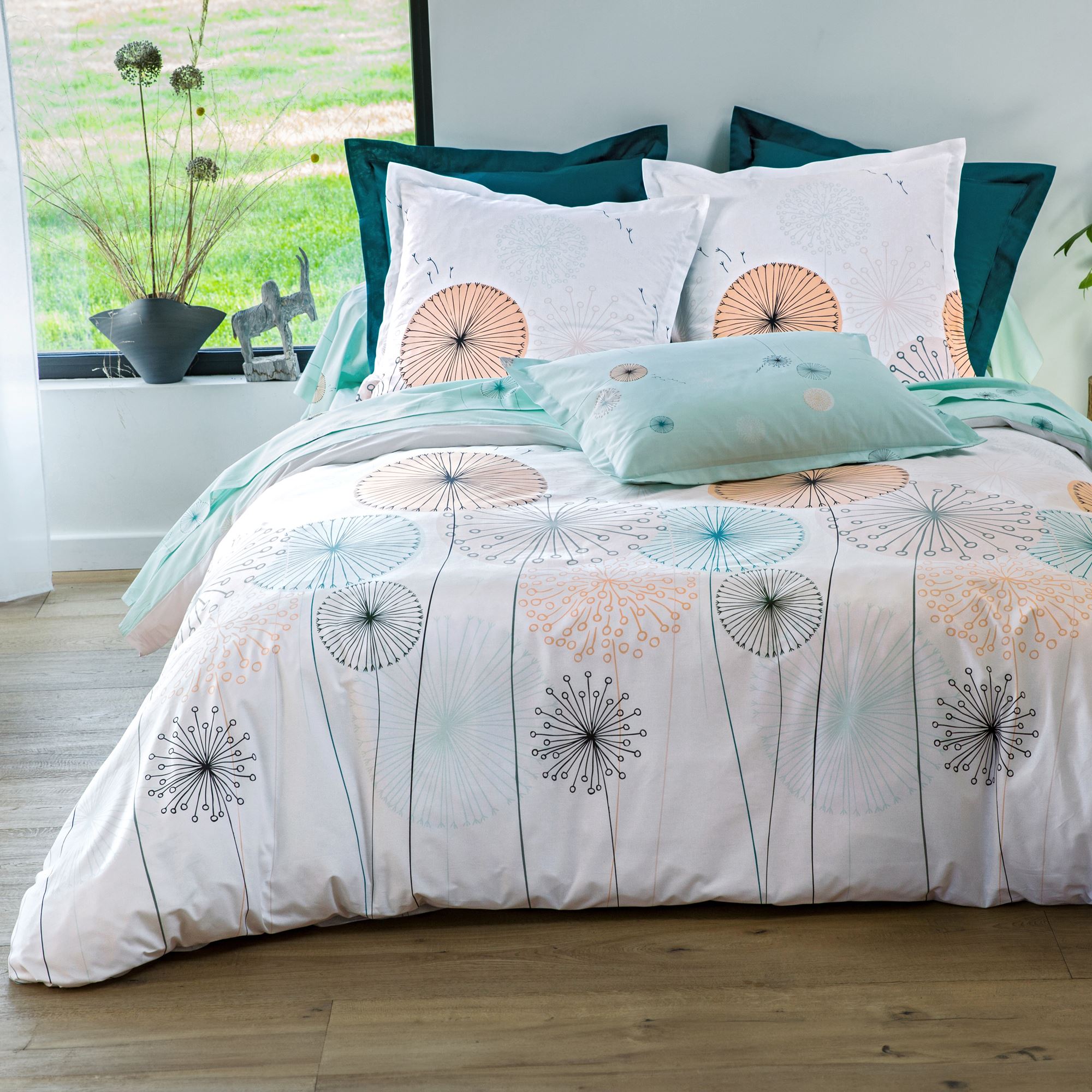 Housse de couette 260x240 en coton vert céladon Housse de couette 260x240 en coton vert céladon