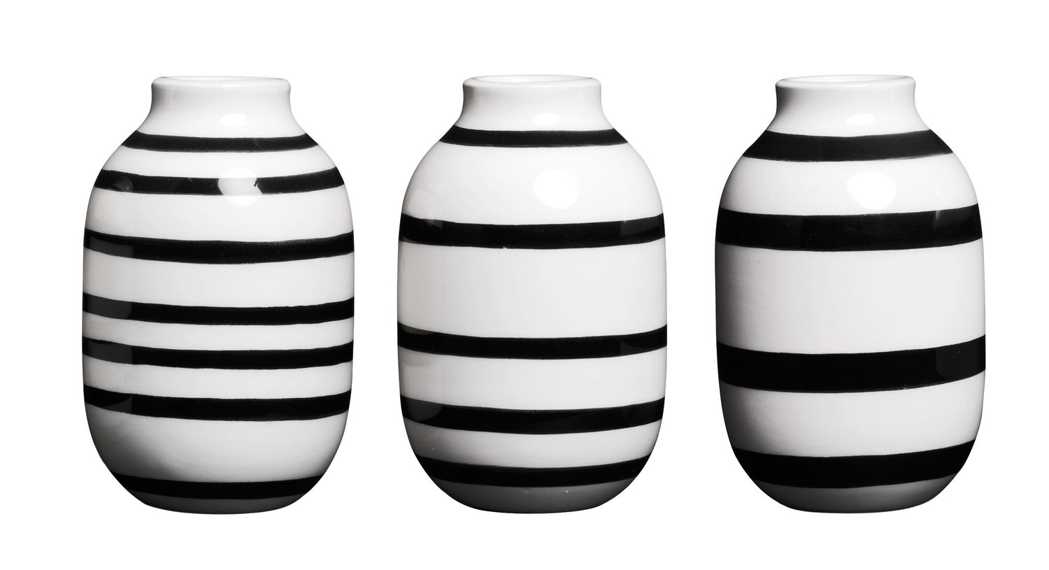 Set de 3 vases en miniature noir H8cm (photo) Set de 3 vases en miniature noir H8cm