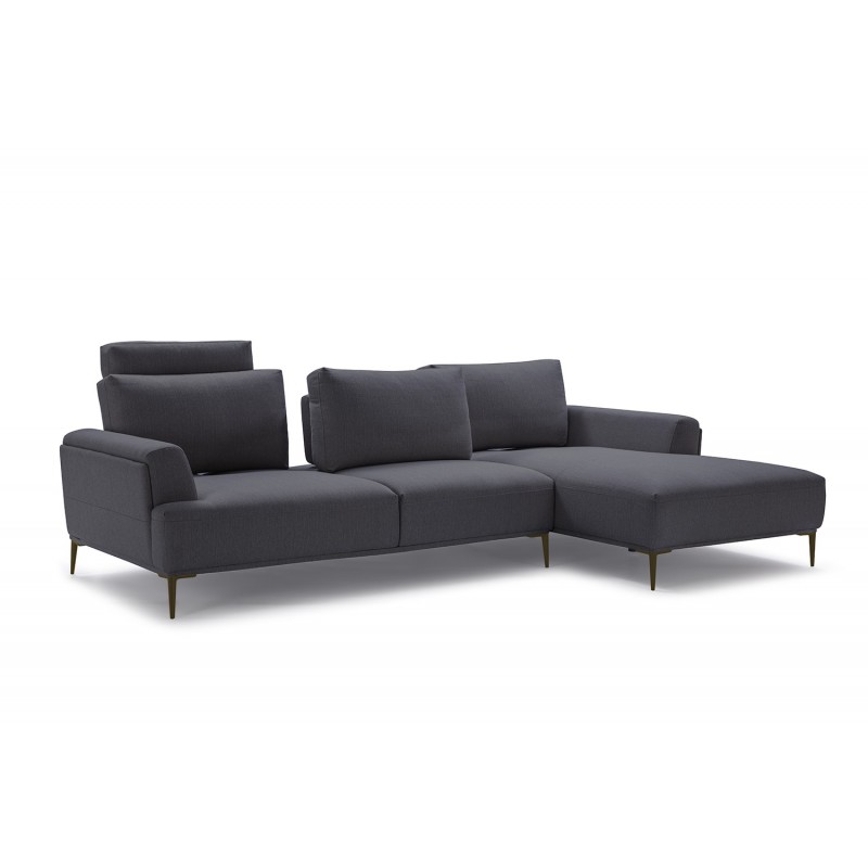 Canapé d'angle droit tissu gris anthracite modulable