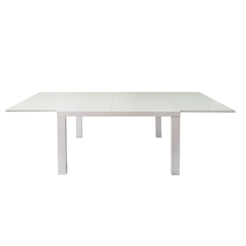 Table extensible 120 à 230 cm plateau verre blanc Table extensible 120 à 230 cm plateau verre blanc