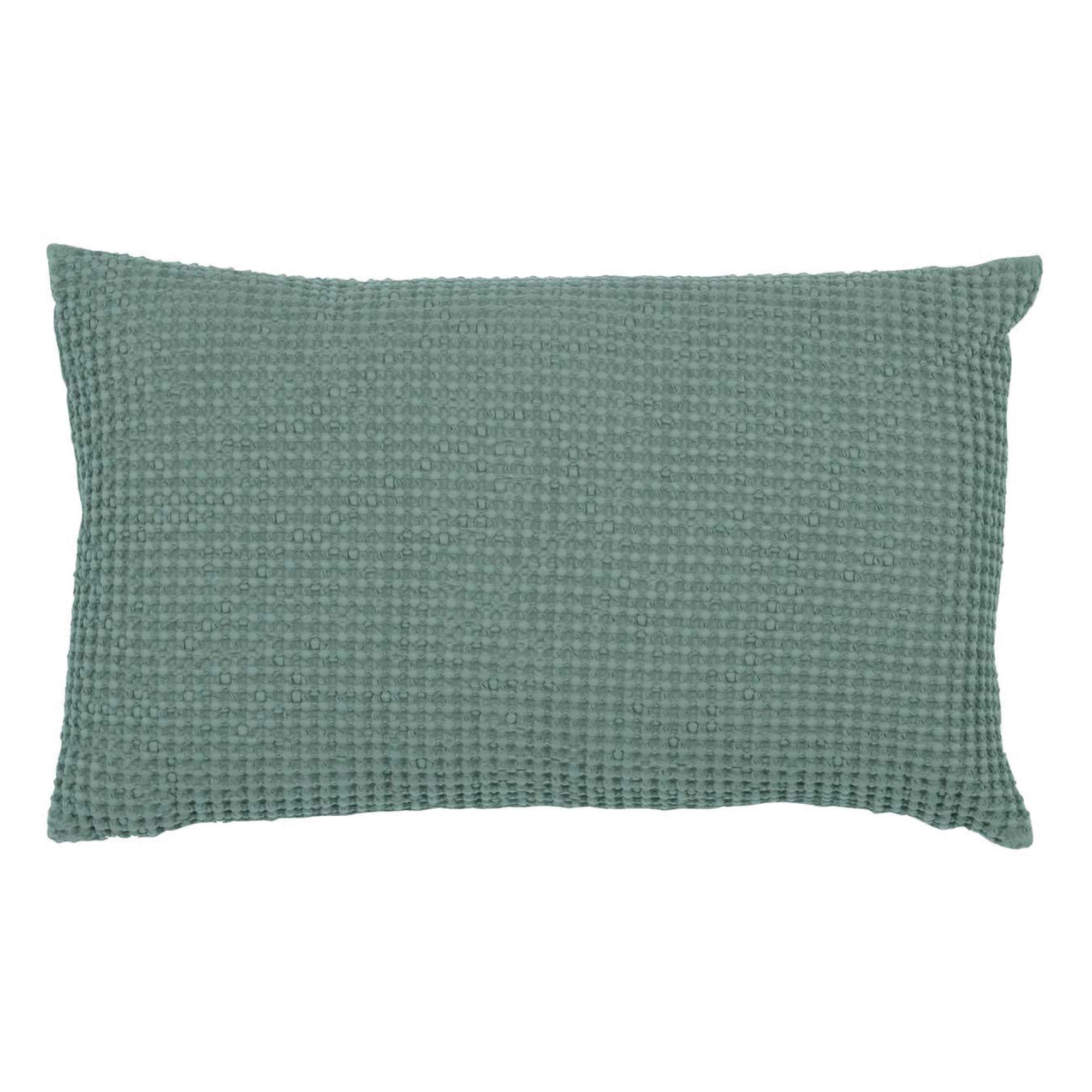 Coussin  en coton vert de gris 30 x 50
