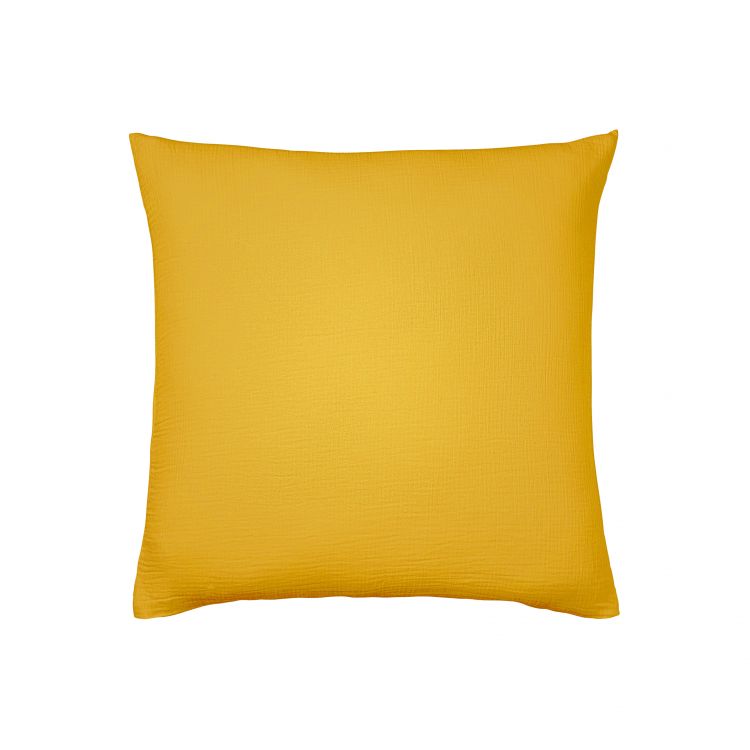 Taie d'oreiller unie en coton jaune 65x65 Taie d'oreiller unie en coton jaune 65x65