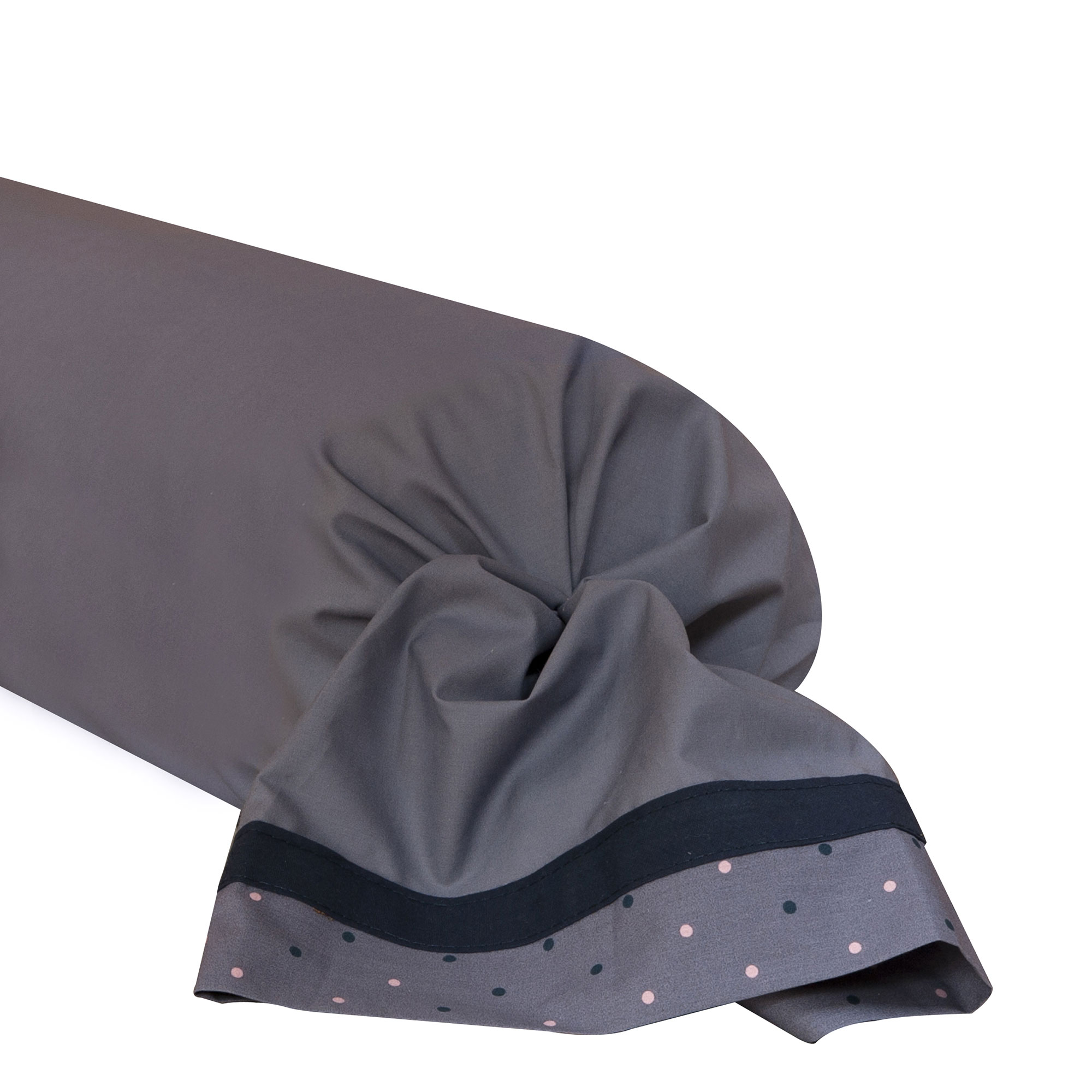 Taie de traversin bicolore en percale de coton gris 43x190 Taie de traversin bicolore en percale de coton gris 43x190