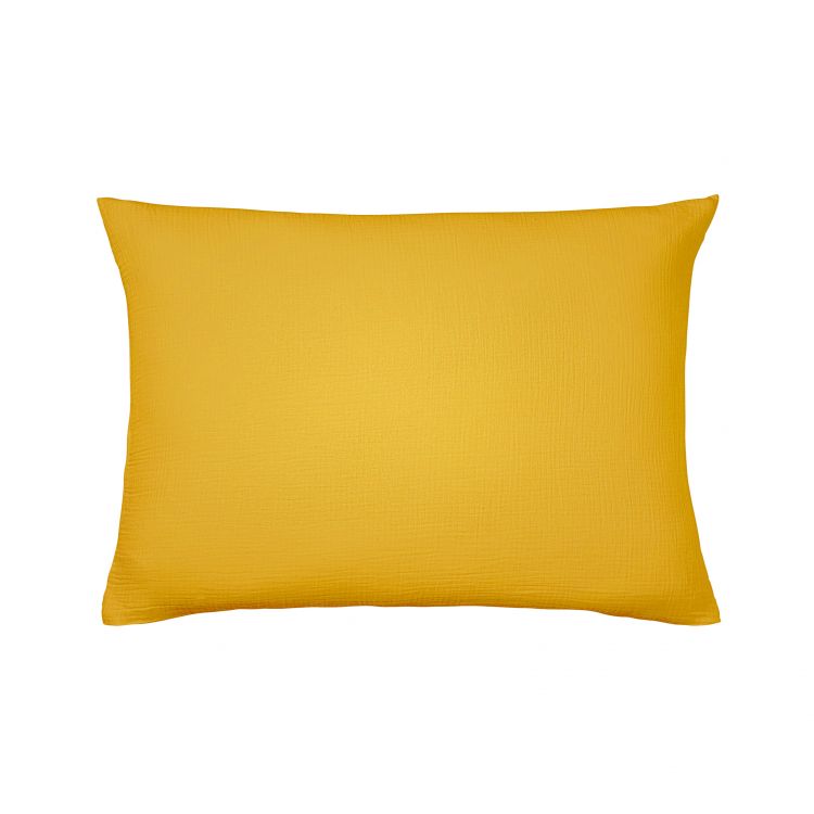 Taie d'oreiller unie en coton jaune 50x75 Taie d'oreiller unie en coton jaune 50x75
