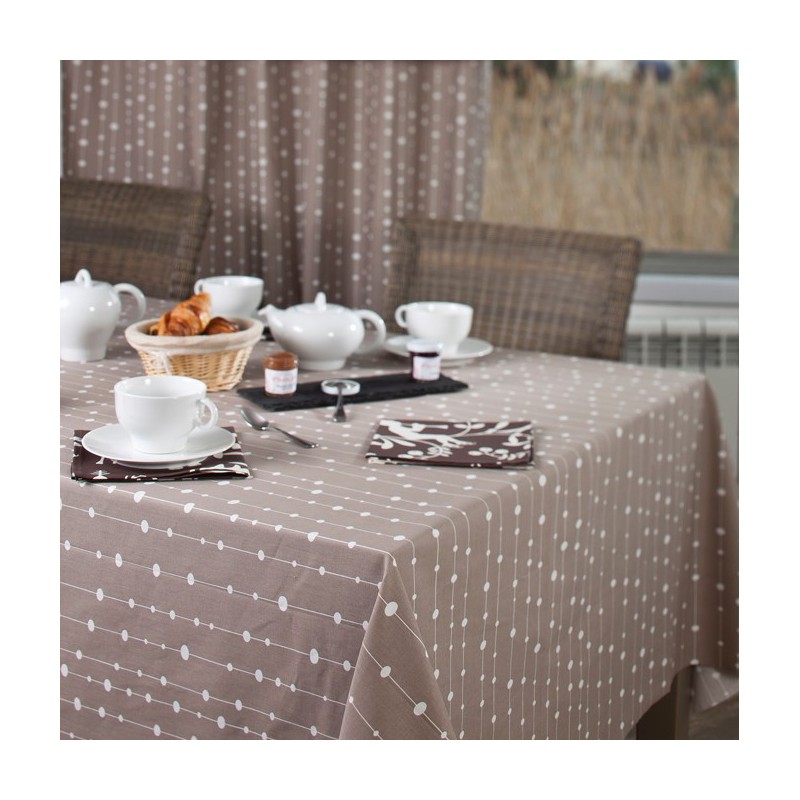 Nappe enduite rectangle 160 x 300 cm taupe (photo) Nappe enduite rectangle 160 x 300 cm taupe