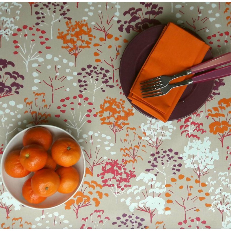 Nappe enduite carrée 120 x 120 cm fuchsia
