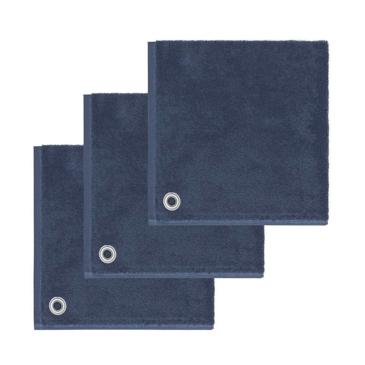 AMAIA - Lot de 3 torchons carrés avec œille Indigo 50x50 cm (photo) AMAIA - Lot de 3 torchons carrés avec œille Indigo 50x50 cm