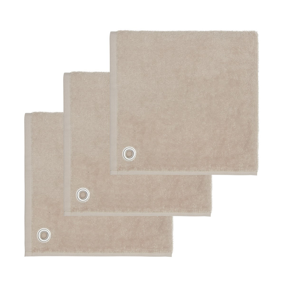 AMAIA - Lot de 3 torchons carrés avec œille Sable 50x50 cm (photo) AMAIA - Lot de 3 torchons carrés avec œille Sable 50x50 cm