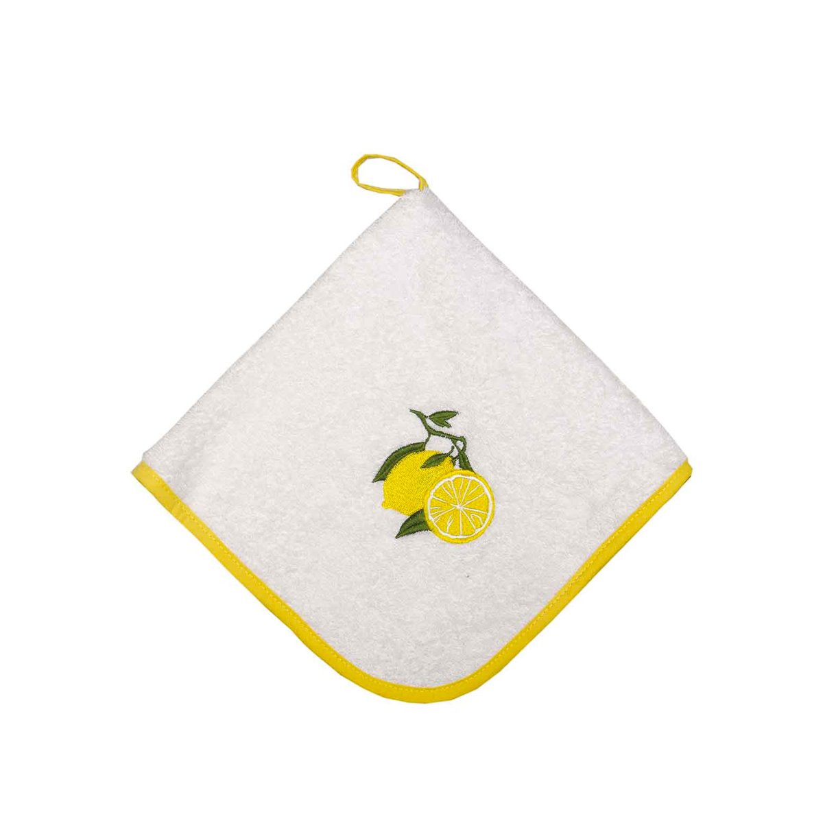 CITRON - Lot de 3 torchons carrés Blanc 50x50 cm (photo) CITRON - Lot de 3 torchons carrés Blanc 50x50 cm