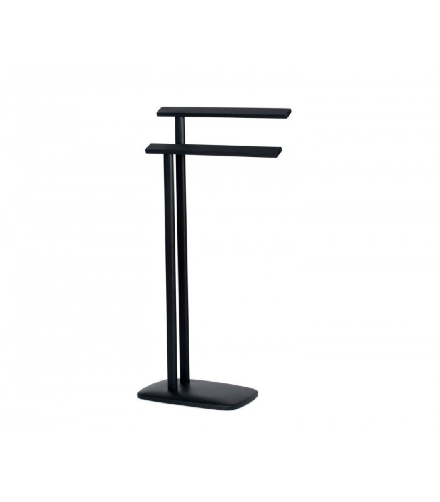 Porte serviette à poser double en métal noir mat H83cm Porte serviette à poser double en métal noir mat H83cm