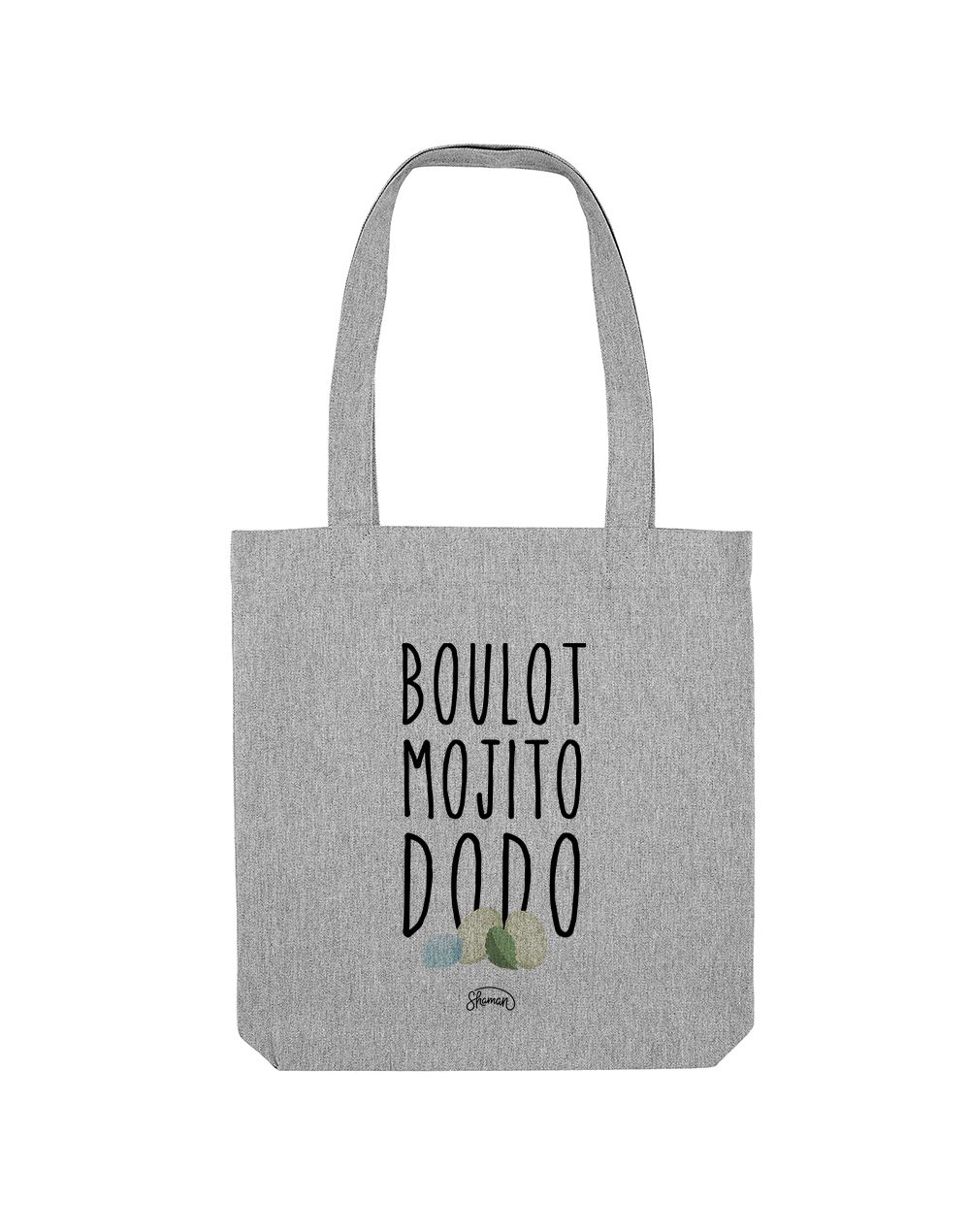 BOULOT MOJITO DODO - Tote Bag Gris chiné en coton BOULOT MOJITO DODO - Tote Bag Gris chiné en coton