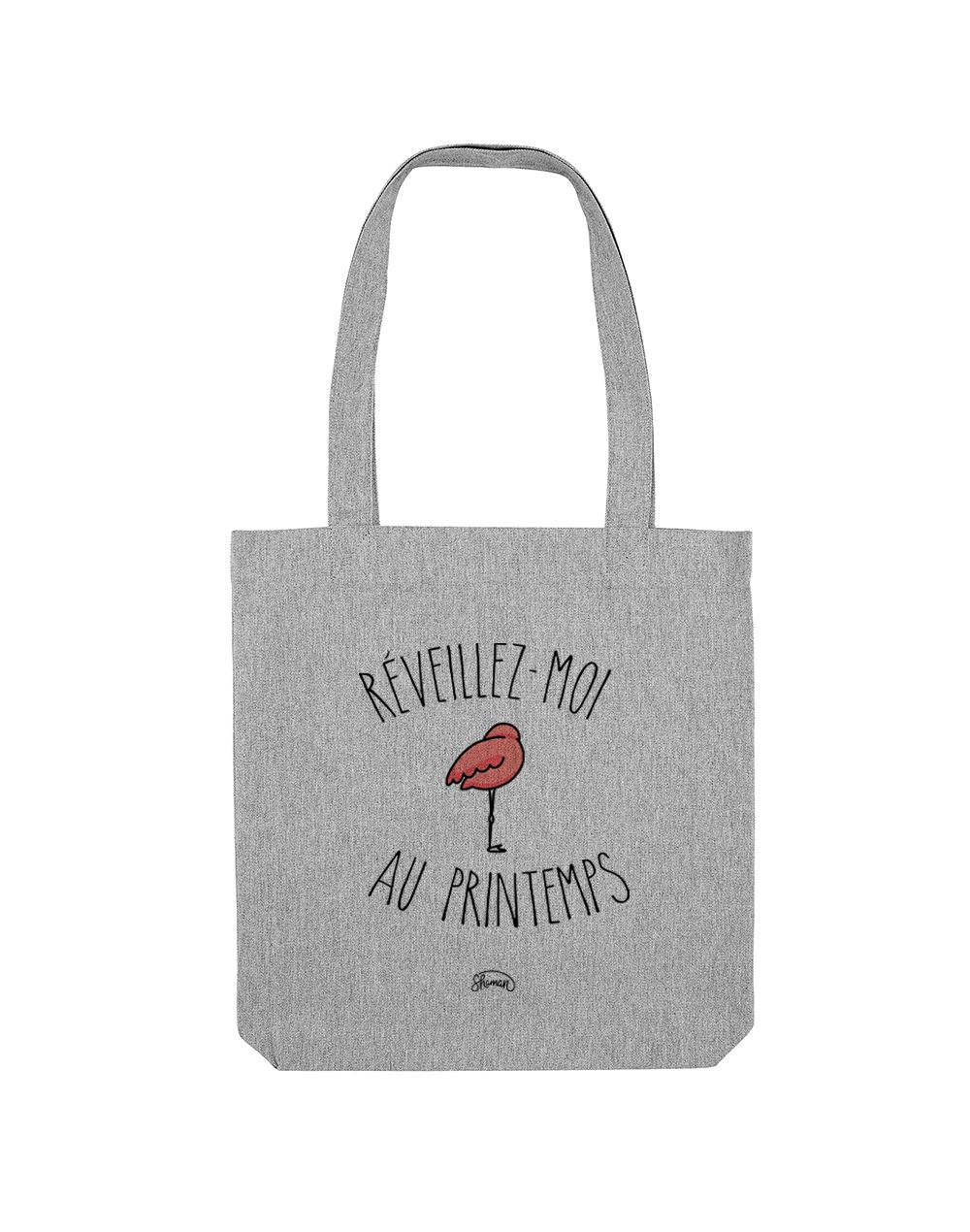 REVEILLEZ MOI AU PRINTEMPS - Tote Bag Gris chiné en coton REVEILLEZ MOI AU PRINTEMPS - Tote Bag Gris chiné en coton