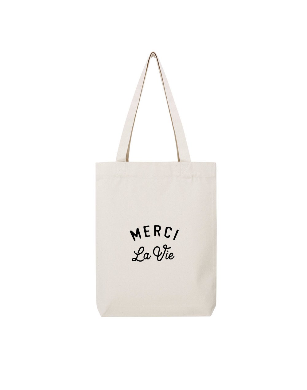 MERCI LA VIE - Tote Bag Natural en coton MERCI LA VIE - Tote Bag Natural en coton