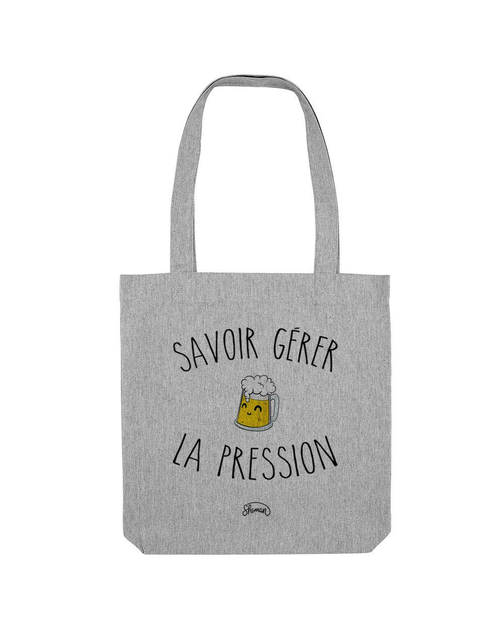 LA PRESSION - Tote Bag Gris chiné en coton LA PRESSION - Tote Bag Gris chiné en coton