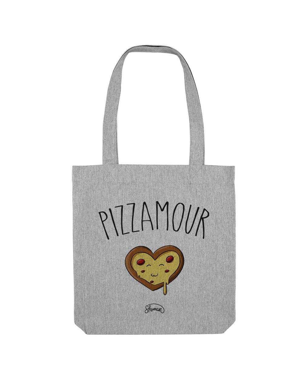 PIZZAMOUR - Tote Bag Gris chiné en coton PIZZAMOUR - Tote Bag Gris chiné en coton